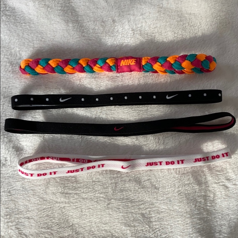 4 Nike Headbands (Braided Style and Regular)